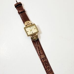 Nine West Wristwatch Brown Leather, Gold